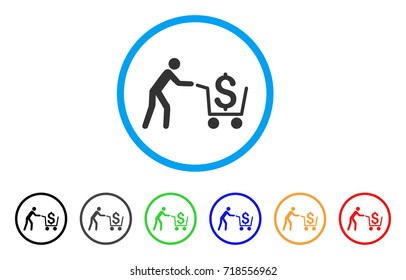 Cash Out rounded icon. Style is a flat cash out grey symbol inside light blue circle with black, gray, green, blue, red, orange versions. Vector designed for web and software interfaces.