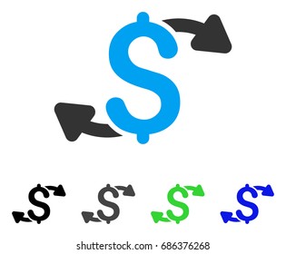Cash Outs flat vector pictogram. Colored cash outs gray, black, blue, green icon variants. Flat icon style for graphic design.