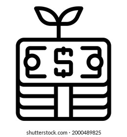 Cash pack grow icon. Outline Cash pack grow vector icon for web design isolated on white background