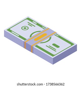 Cash pack icon. Isometric of cash pack vector icon for web design isolated on white background