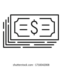 Cash pack icon. Outline cash pack vector icon for web design isolated on white background