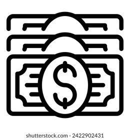 Umriss-Vektorgrafik des Cash Pack-Symbols. Videoanruf. Business-Meeting-Internet