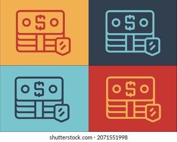Cash Pack Protect Logo, Simple Flat Icon of cash,protection,money