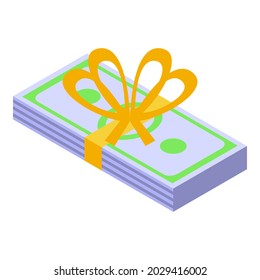 Cash pack support icon isometric vector. Help money. Investor pay