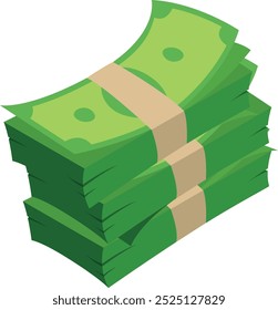 Cash packs cartoon icon. Wealth symbol. Money stack