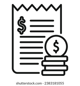 Cash paper document icon outline vector. Check safe money. Coin finance