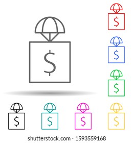 cash parcel multi color style icon. Simple thin line, outline vector of drones icons for ui and ux, website or mobile application