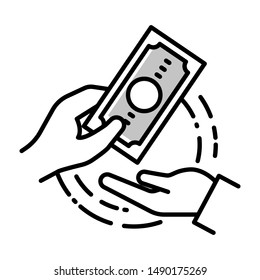 cash pay thin line vector icon