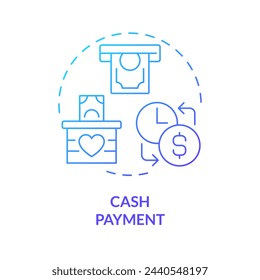 Cash payment blue gradient concept icon. purchasing power parity. Fixed wage. Capital gain, financial expenditure. Round shape line illustration. Abstract idea. Graphic design. Easy to use in brochure