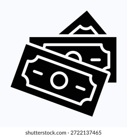 Pago en efectivo Finanzas Vector aislado Negro Icono de estilo sólido 