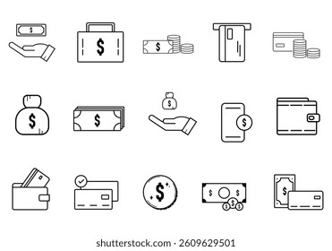 Cash Payment Icon Element Set