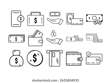 Cash Payment Icon Element Set