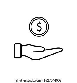 Cash payment icon. Flat vector graphic