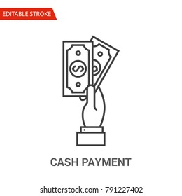 Cash Payment Icon. Thin Line Vector Illustration. Adjust stroke weight - Expand to any Size - Easy Change Colour - Editable Stroke - Pixel Perfect