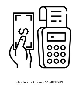 Cash payment line icon, concept sign, outline vector illustration, linear symbol.