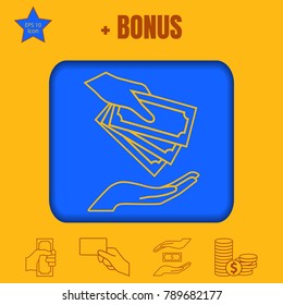 Cash payment line vector icon. Flat design style