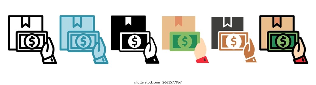 Estilo multi del pago en efectivo, mini icono de la ilustración. uso para el concepto moderno, impresión, UI, kit de UX, Web y desarrollo del App. Vector relacionado con el comercio, el comercio minorista, el marketing y las compras.