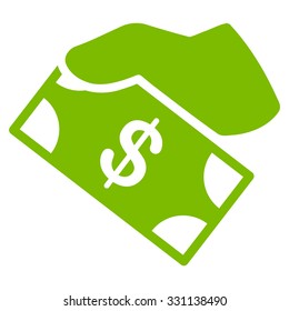 Cash Payment vector icon. Style is flat eco green symbol, rounded angles, white background.