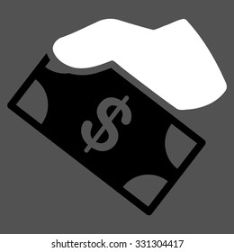 Cash Payment vector icon. Style is flat bicolor black and white symbol, rounded angles, gray background.