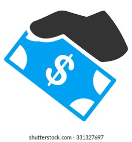 Cash Payment vector icon. Style is flat bicolor blue and gray symbol, rounded angles, white background.