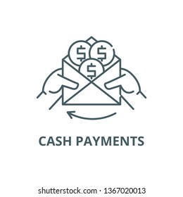 Cash payments line icon, vector. Cash payments outline sign, concept symbol, flat illustration