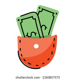 A cash pocket flat icon design 