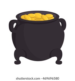 cash pot coins lucky st patrick treasure rich tradition vector illustration isolated