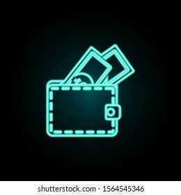 Cash in a purse neon icon. Simple thin line, outline vector of banking icons for ui and ux, website or mobile application