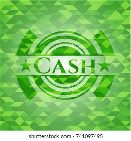 Cash realistic green mosaic emblem