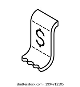 Cash receipt payment isometric outline icon