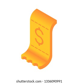 Cash receipt payment isometric simple icon