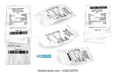cash receipt printed white paper or printout thermal rolled paper. 