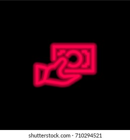 Cash red glowing neon ui ux icon. Glowing sign logo vector