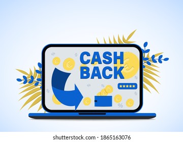 Cash refund for purchase. Cash back flat vector concept of loyalty program campaign, money refund. vector illustration.
