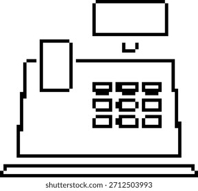 Icono de píxeles de 8 bits de Cash Register. Ilustración vectorial.