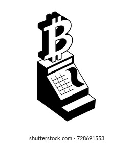 Cash register bitcoin. calculation in Cryptocurrency. Vector illustration
