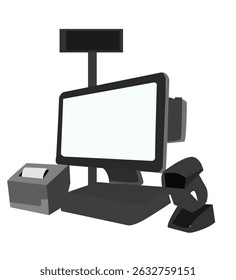 cash register. Cashbox with touch screen and payment terminal for credit card. 
