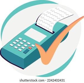 
cash register with check payment successful