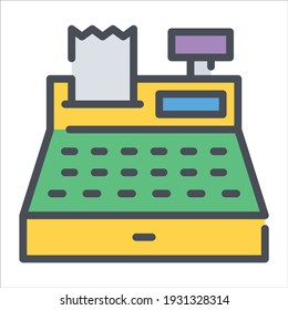 cash register color outline icon, business and finance icon.