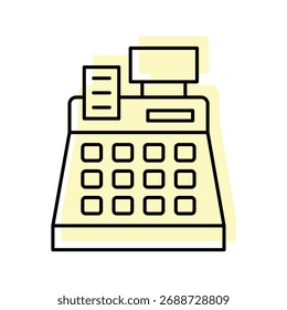 Cash Register color shadow thinline icon , vector, pixel perfect, illustrator file 