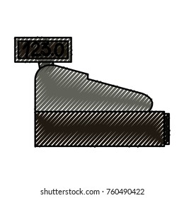 cash register in colored crayon silhouette