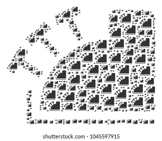 Cash Register composition constructed in the figure of cash register design elements. Vector iconized collage designed from simple pictograms.
