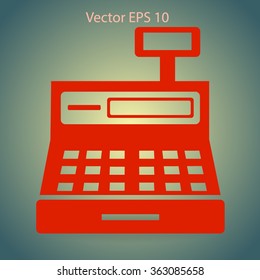 the cash register with a digital display vector illustration