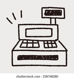 Cash register doodle drawing
