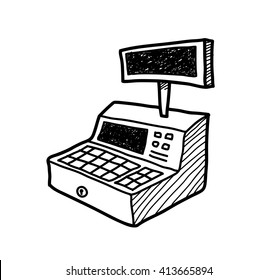 Cash Register Doodle, a hand drawn vector doodle illustration of a cash register.