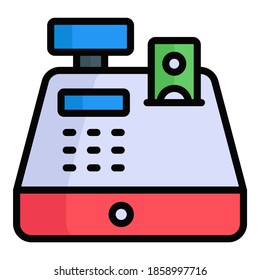 Cash register filled line style, Black Friday shopping, Sale icon design.