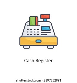 Cash Register Filled Outline Vector Icon Design illustration on White background. EPS 10 File