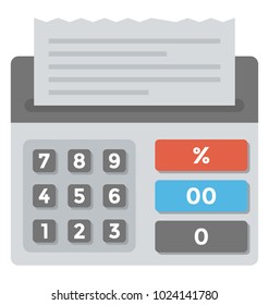 Cash register flat icon, counter machine for financial statement