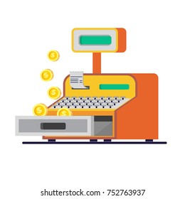 Cash register in a flat style on a white background