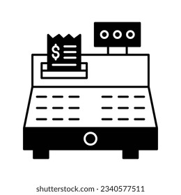 Cash register Glyph Vector Icon that can easily edit or modify

